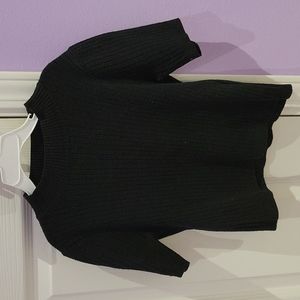 Black Ribbed Mock Neck Crop